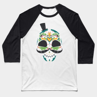 Sugar Skull Top hat and mustache Baseball T-Shirt